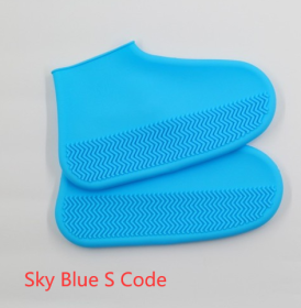 Men and women hiking slip wearable easy to carry silicone rain boots (Option: Sky Blue S Code-S)