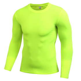 Men's Solid Quick-Drying Fitness Tight T-Shirt (Color: Light yellow)