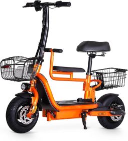 Folding Electric Bike,for Adults 750W Peak Power 48V 624WH Lithium-ion Battery, Alloy Steel,10" Fat Tire EBike Electric Scooters (Color: Orange)